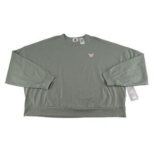 Disney Mickey Mouse Icon Homestead Long Sleeve T-Shirt Women XL NWT‎ New Green